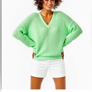 Lilly Pulitzer NWOT Kasmina Women's Mint Green V-Neck Long Sleeve Knit Sweater